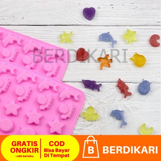 Berdikari Isi 32 Cetakan Puding Kue Coklat Gummy Jelly Permen Yupi Agar Nugget Fondant Silikon Motif