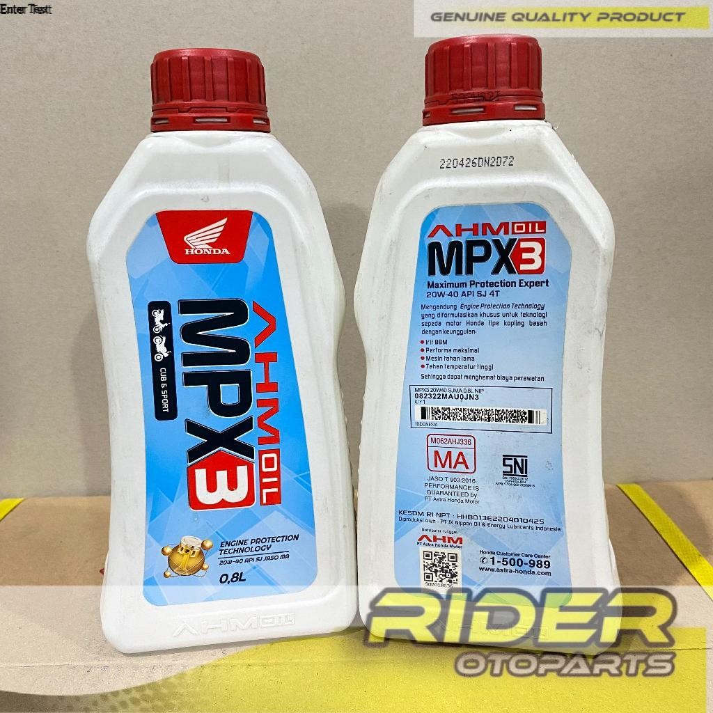 ROP CUSTOM__ Oli Motor AHM MPX 3 0.8L 20W40 Original AHM