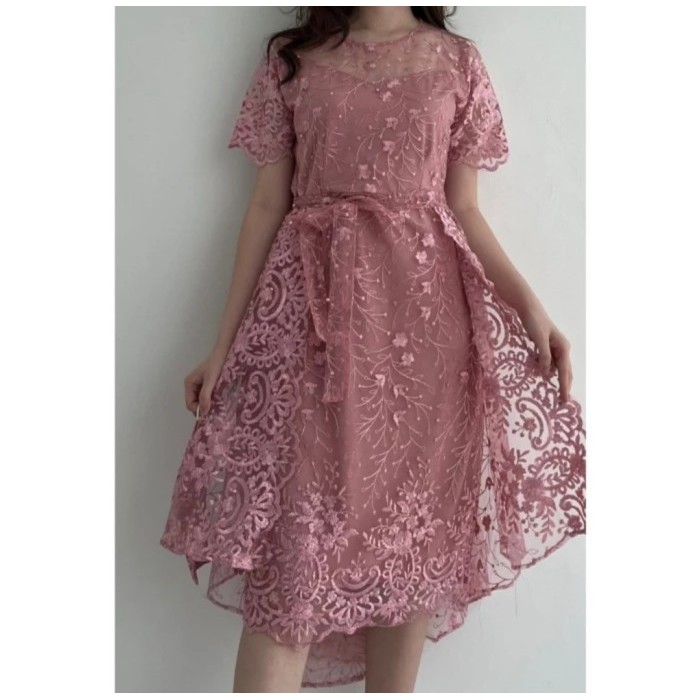 ✨LARIS✨ -K2L-185 Dress Pesta Kondangan Wanita Mewah A-Line Dress Bridesmaid - Hijau Mint