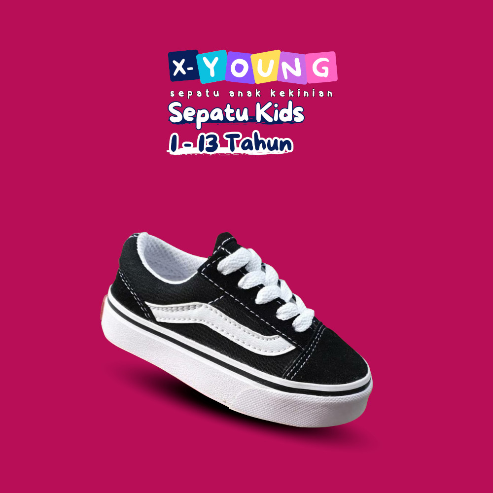 KBX71 Sepatu Vans Old Skool Anak Anak Laki-Laki & Perempuan  1-13 Tahun - Sneaker Sekolah