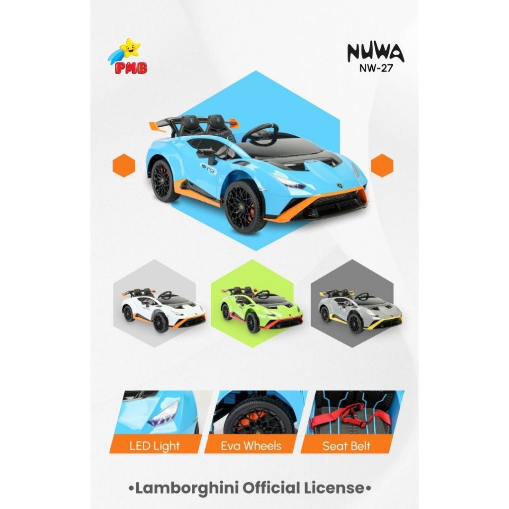 MAINAN MOBIL AKI ANAK MURAH PMB LAMBORGHINI 12V-7AH 2GB NW-27