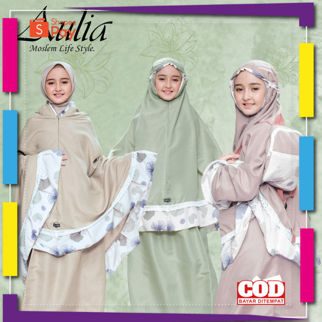 [PREMIUM ORIGINAL] Mukena Anak Perempuan Katun Tas Ransel Gendong Resleting 2IN1 Premium  - Mukena A