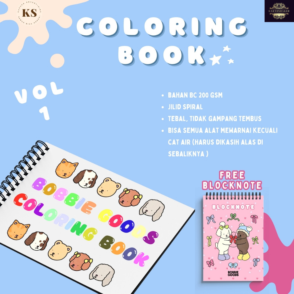 

Bobbie's Goods Vol. 1 Coloring Book Buku Mewarnai Anak Remaja Dewasa Aesthetic Kertas Tebal