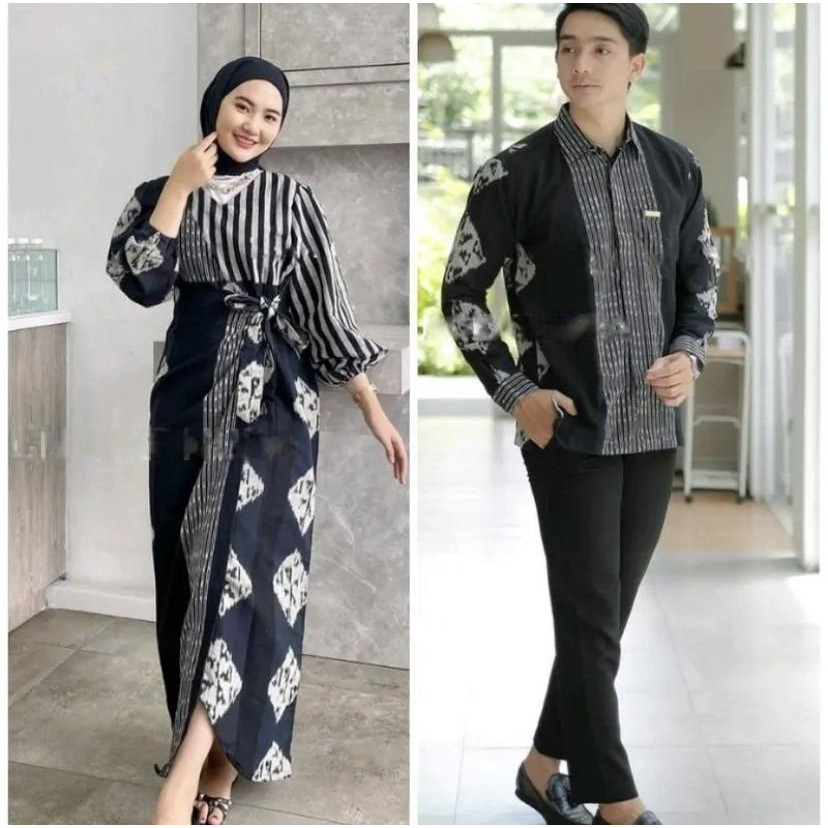 COUPLE TENUN BAJU KONDANGAN MUSLIM DRESS BATIK TENUN ETNIK TERBARU