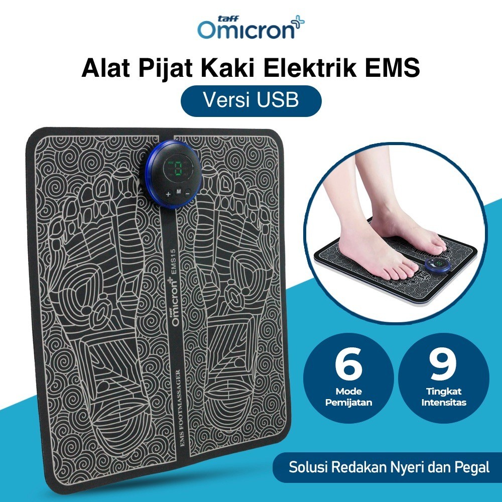 

- TaffOmicron Alat Pijat Kaki Elektrik EMS Foot Massager USB 6 Mode - EMS15 -