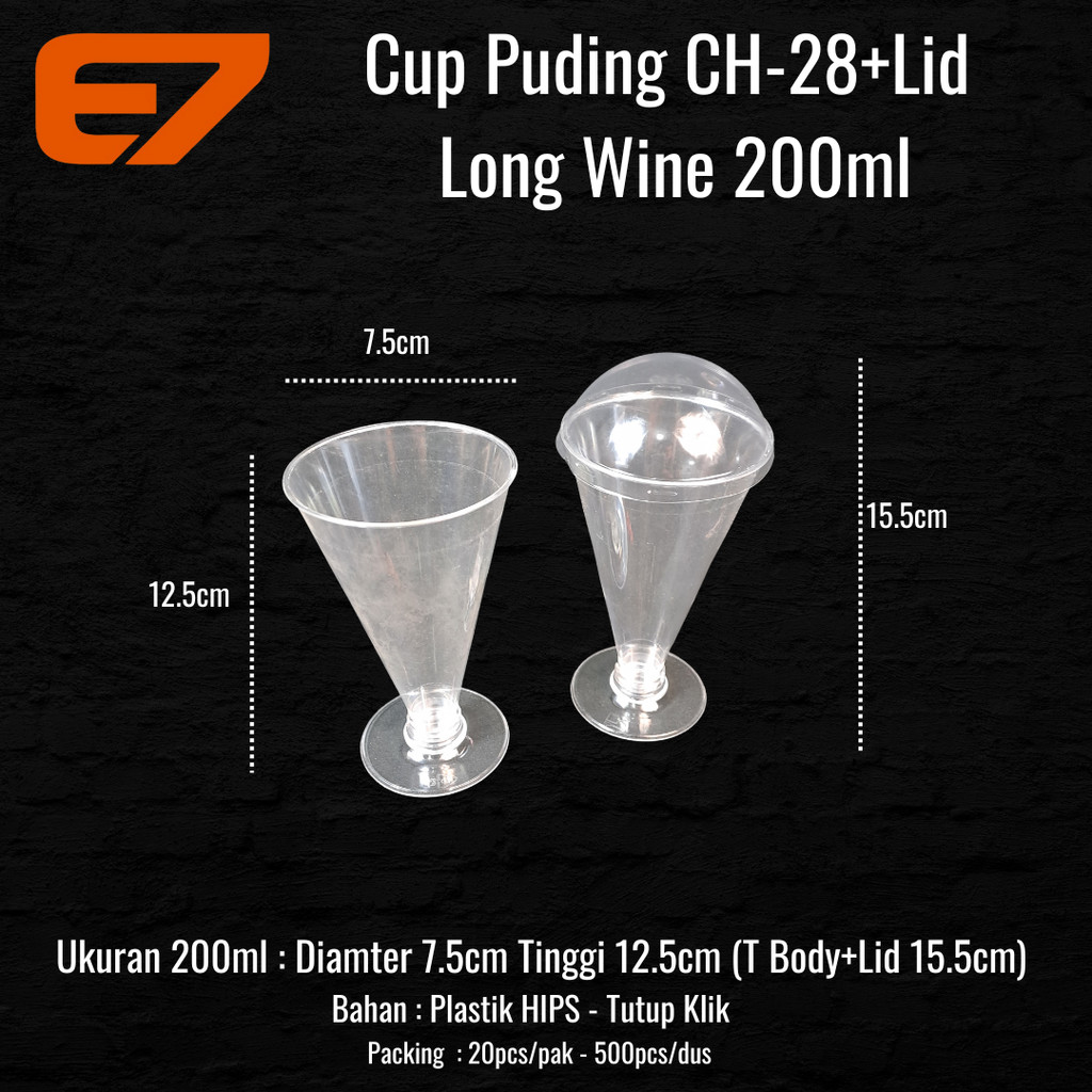 Cup Dessert Pudding Plastik PS CH-28 200ml - Gelas Puding, Desert Cup