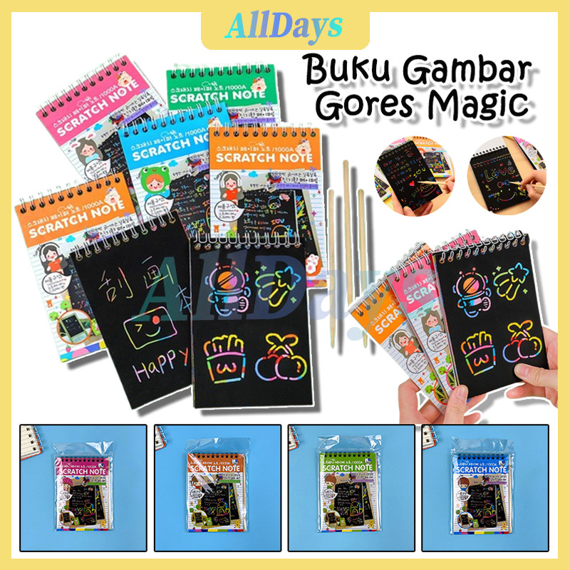 

Buku Mini Gores Magic Baru /Scratch Note Magic / Scratch Note /Buku Gambar Mini Tulis Gores Ajaib Colourfull