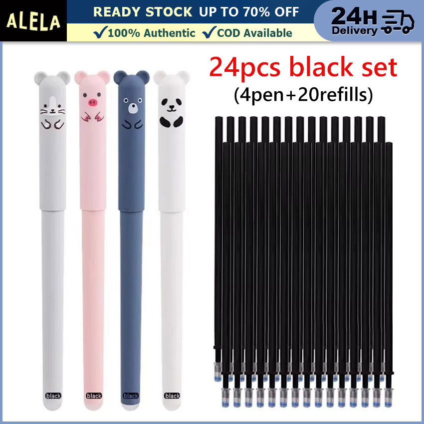 

Set Pena Gel Hitam Anak Karakter Beruang Babi Pulpen Tinta Cair Alat Tulis Sekolah Bisa Dihapus 4 Pcs Pena Refill 20 isi Pulpen