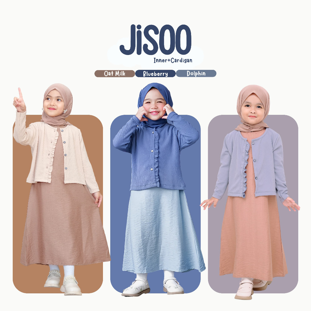 SJ29RL Jisoo Inner & Cardigan | One set anak perempuan | Setelan OUTER Gamis Cewek | Knit | Polo Lin