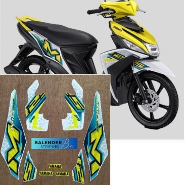 STIKER STRIPING MIO M3 KUNING PUTIH TAHUN 2023 STIKER ORI YAMAHA