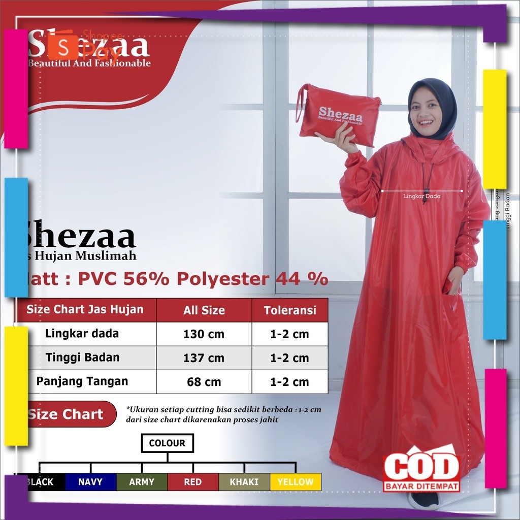 [PREMIUM BAHAN TEBAL] Jas Hujan Gamis Wanita Muslimah / Jas hujan Hijabers / jas Hujan sheza
