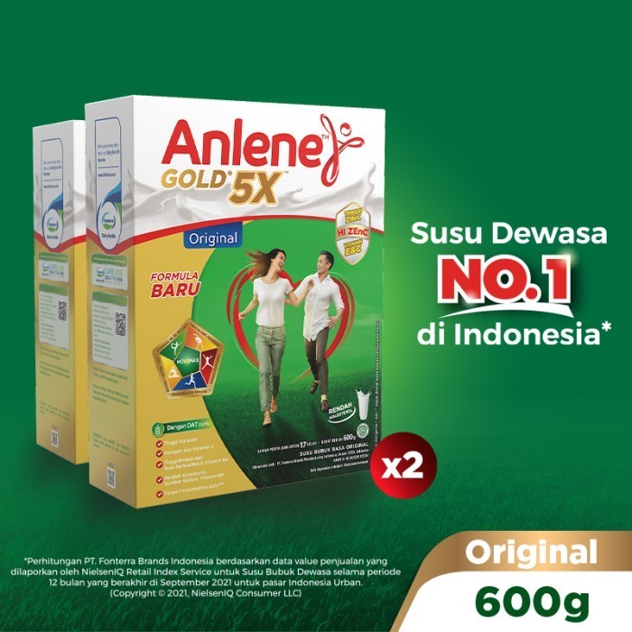 

Anlene Gold 5X Susu Bubuk Dewasa Original 2 x 600g - Tulang & Sendi