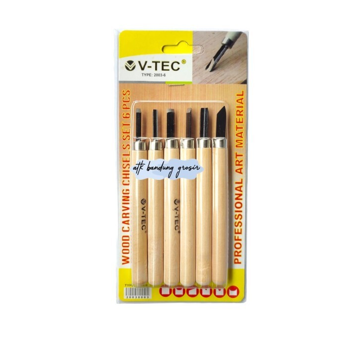 

V-Tec Wood Carving Chisels Set 6 / Vtec Pisau Ukir Kayu Set 6