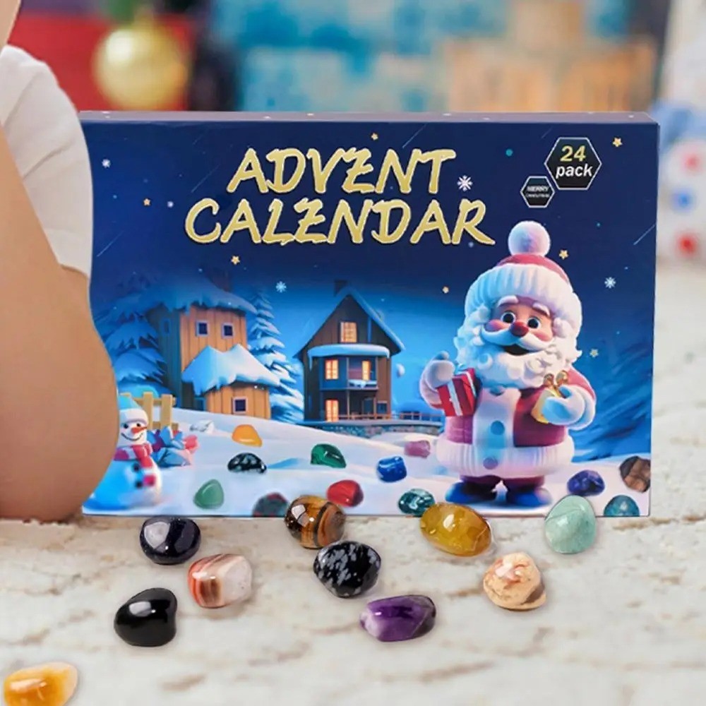 

24pcs/Set Colorful Christmas Advent Calendar Blind Box Durable Unique 24 Day Christmas Stone Learning Kit Crystal Collection