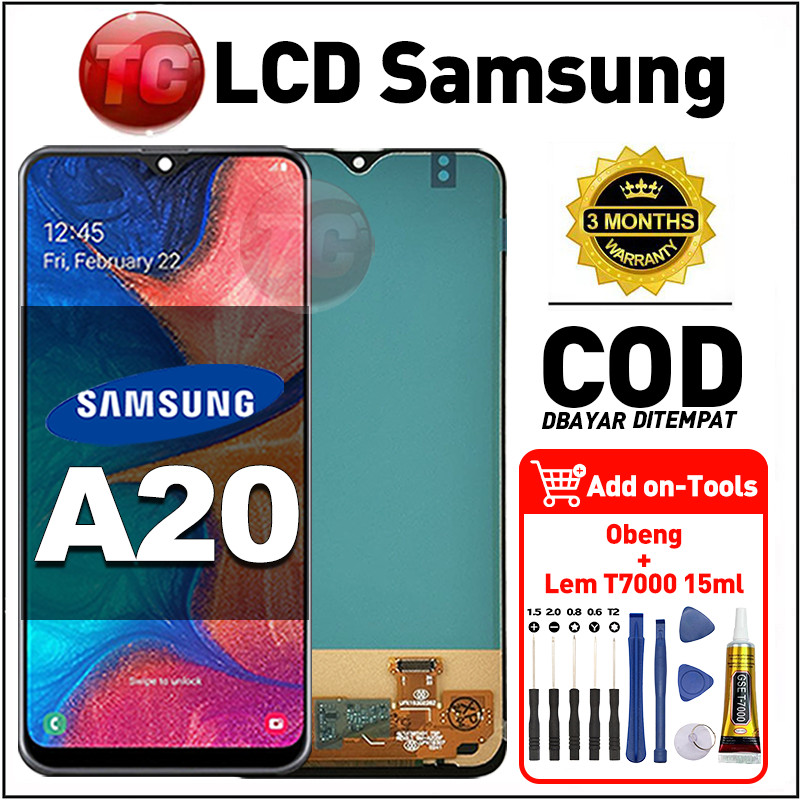 LCD Samsung A20 ORI +Obeng tools+Lem T7000 fullset asli original hp Touchscreen Replacement HP Kuali