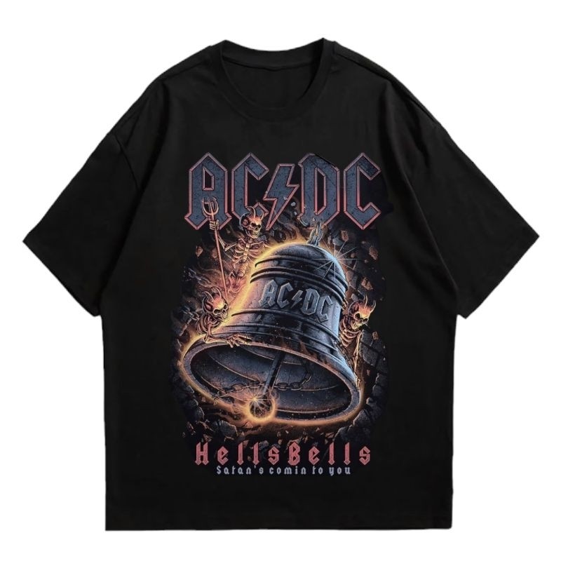 Kaos metal ACDC - HELLS BELLS Tshirt band  baju Premium pria wanita