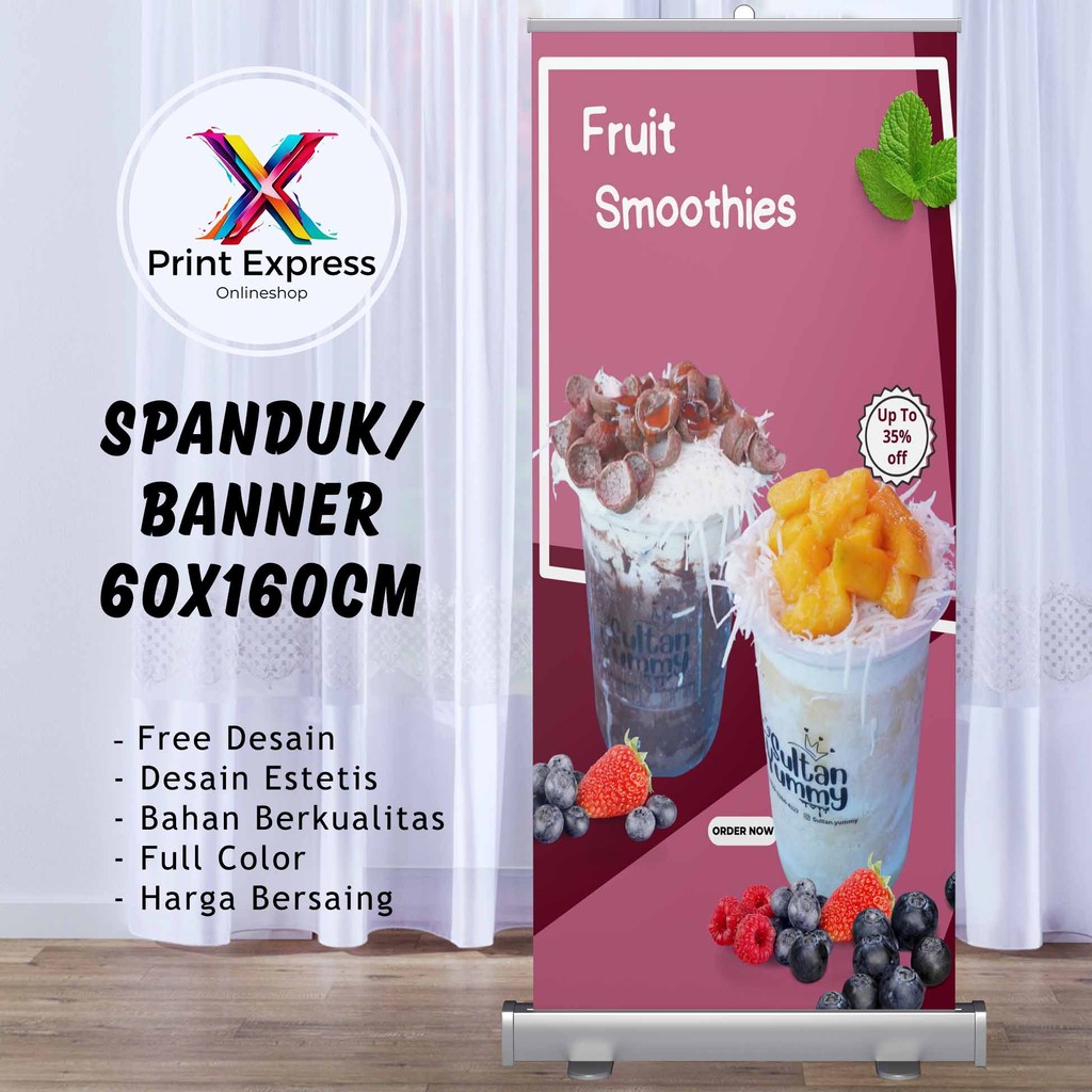 Cetak Spanduk Smoothies Mangga 60x160 Cm Bisa Rekues Free