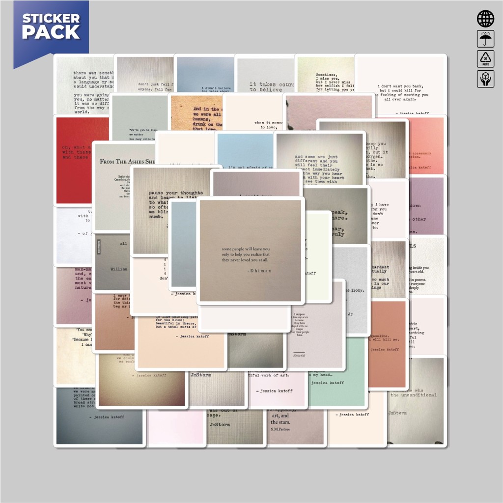 

[100PCS]Stiker Pack Stiker Retro Inspirasi Kata-Kata Aesthetic Vinyl Anti Air Dekorasi Sticker Laptop Buku Journal Koper Helm Casing HP Gitar Helm Skateboard