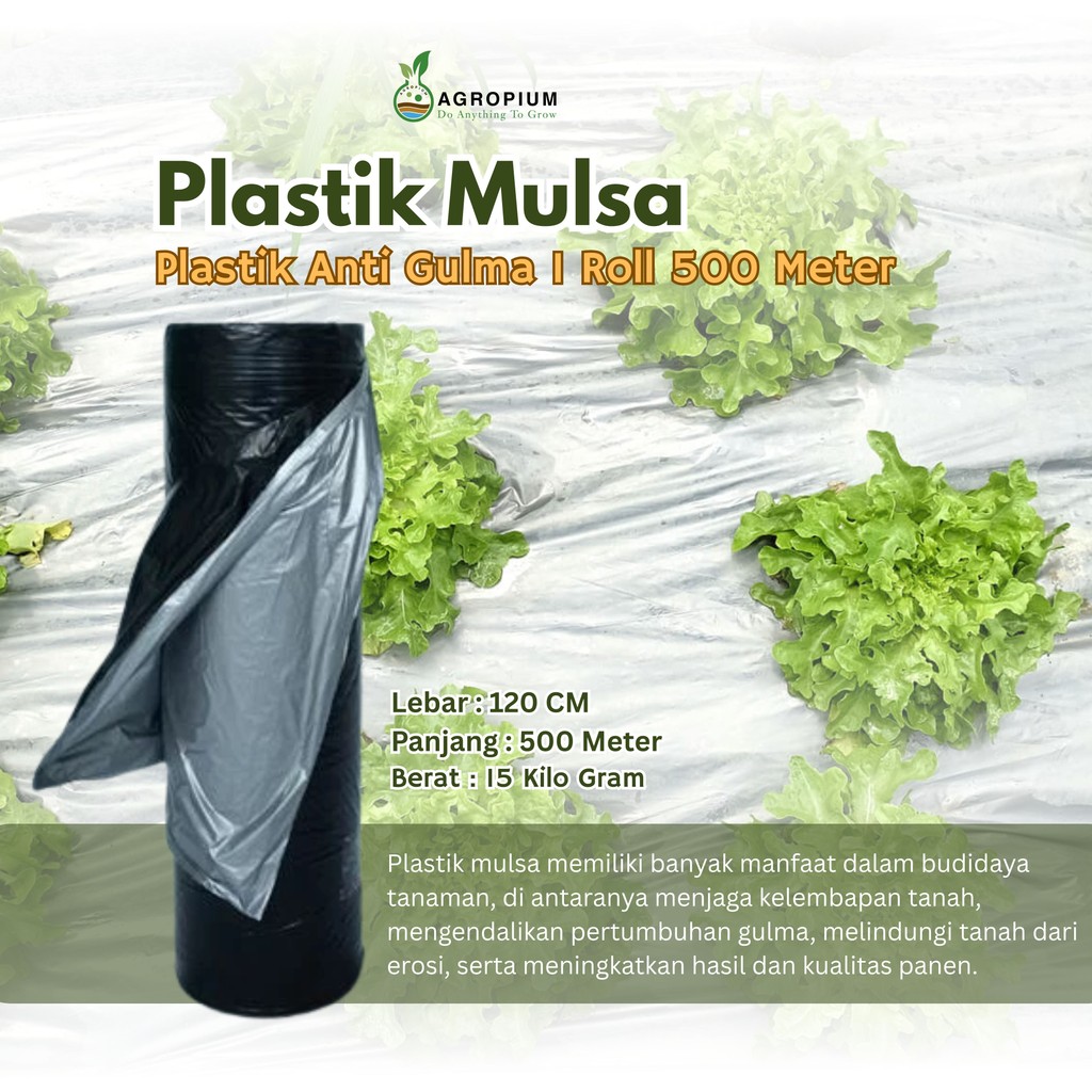 Plastik Mulsa Hitam Perak Plastik Perkebunan 1 Roll Lebar 120 Cm 500 Meter