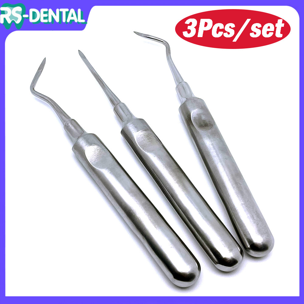 3pcs/set dental cryer root elevator / bein bengkok luxator / alat tang cabut akar gigi radiks radix 