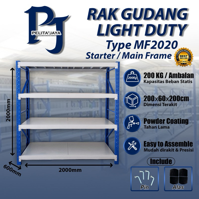 

Rak Besi Gudang 4 susun 2 meter 200 kg rack gudang