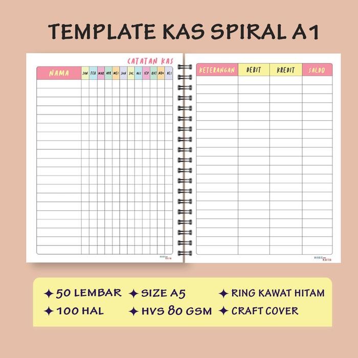 

AHHA Buku Kas Catatan Keuangan Pastel Color A5 Jilid Spiral 100 Halaman Paper - A1