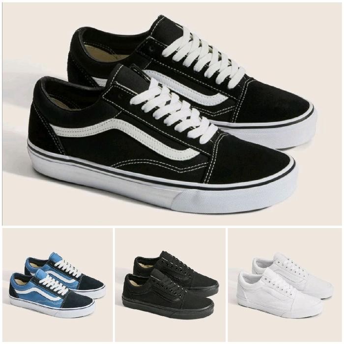 VANS OLD SKOOL CLASSIC BLACK WHITE - NAVY - FULL BLACK - TRUE WHITE ORIGINAL RESMI PT.NAVYA / GMG Sh