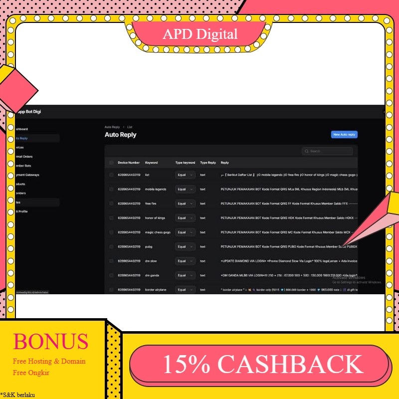 Source Code Web bot pulsa whatsapp APD