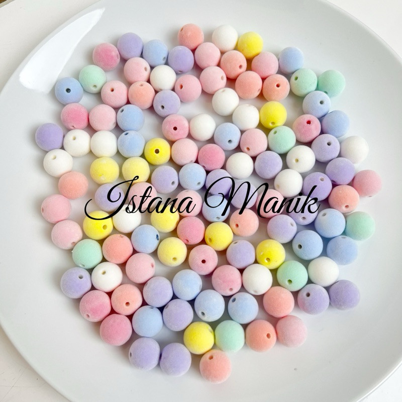 Manik Mote Bulat Bludru 16mm bahan DIY meronce manik bahan DIY meronce manik