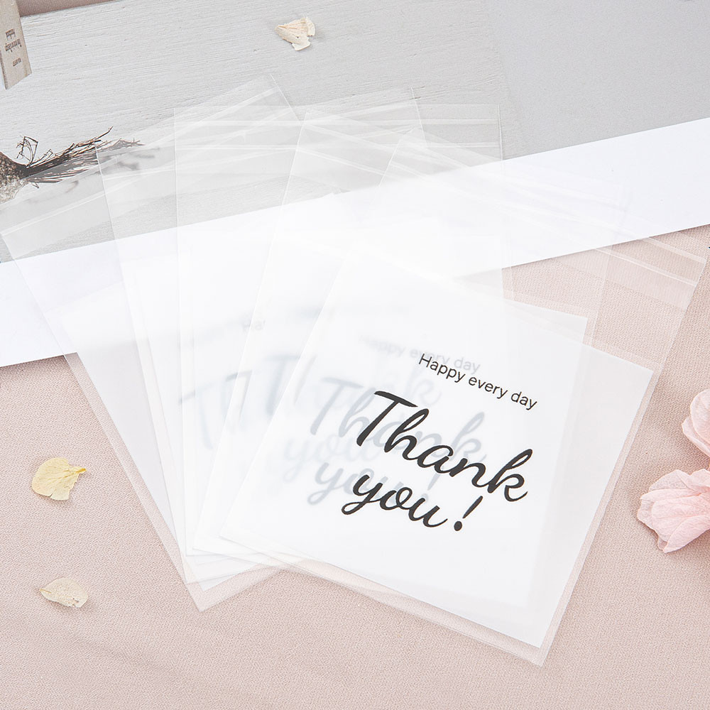 

50-100pcs Thank You Gift Bags Candy Cookie Packaging Plastic Adhesive Pouch for Wedding Birthday Favors Small Business Supplies