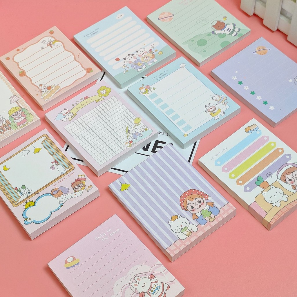 

Creative cartoon sticky note book Girl heart Internet celebrities can tear message sticky note book Student memo book Plan book