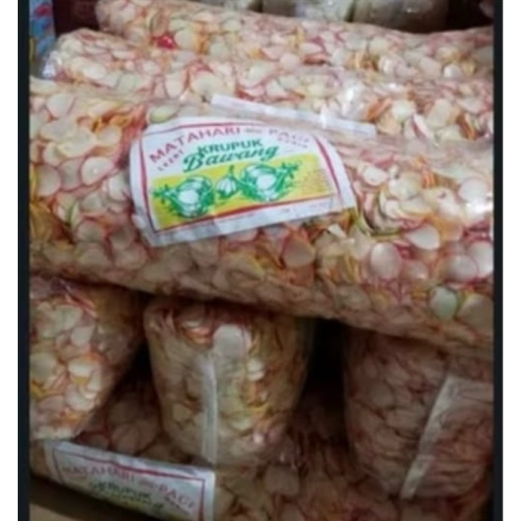 

Kerupuk Bawang Mentah Bandung / Ikan Udang Warna Merah Oren / Warna Warni 1 Bal Ball 5 kg Matahari Pagi/Cahaya