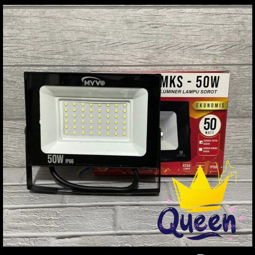 MYVO LAMPU SOROT FLOODLIGHT LED 50W 50 WATT CAHAYA PUTIH BAGUS HEAV DUTY AWET ANTI PUTUS GARANSI LIF