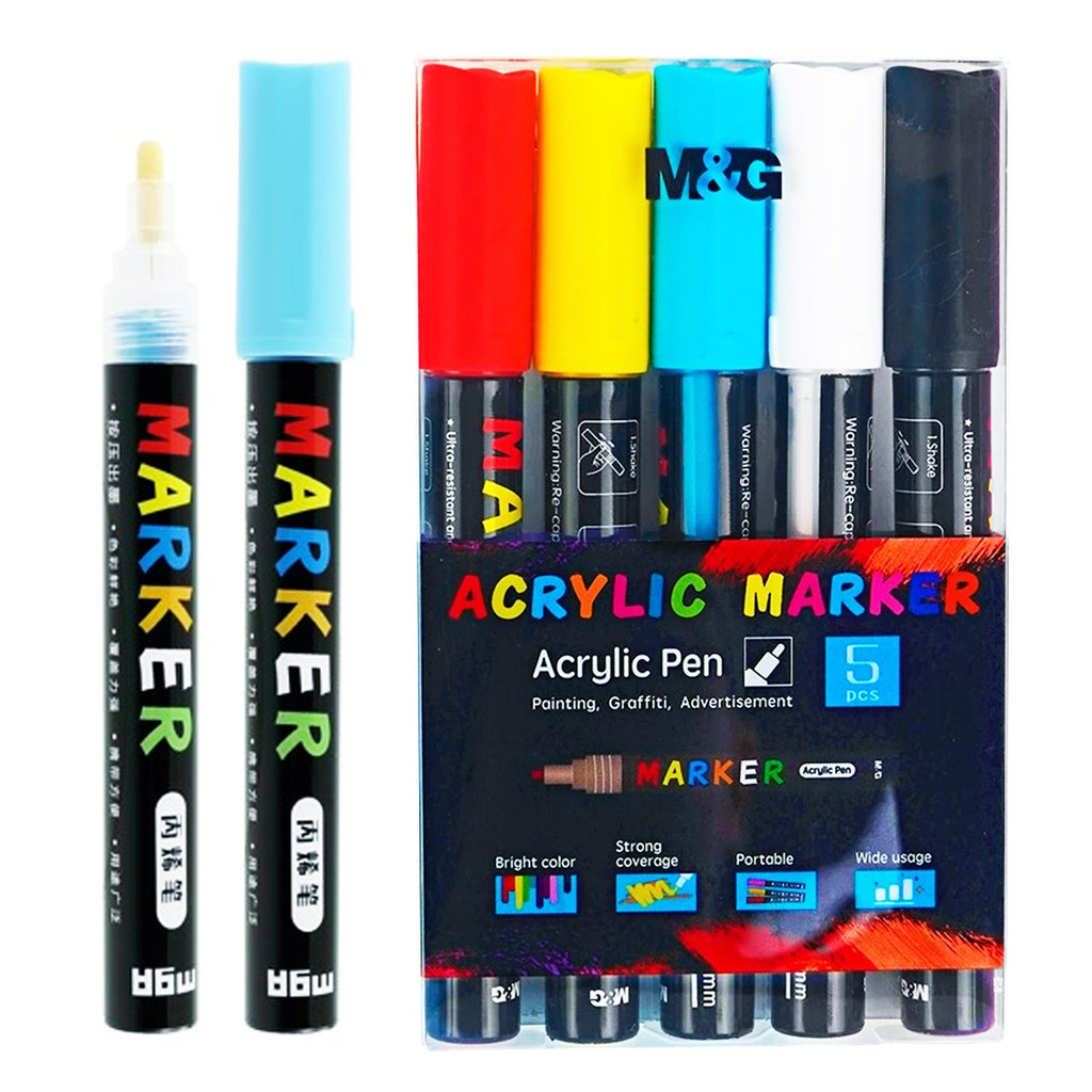 

M&G APL976D8 Spidol Acrylic Set Acrylic Set 5 Warna ACRYLIC MARKER BEST SELLER