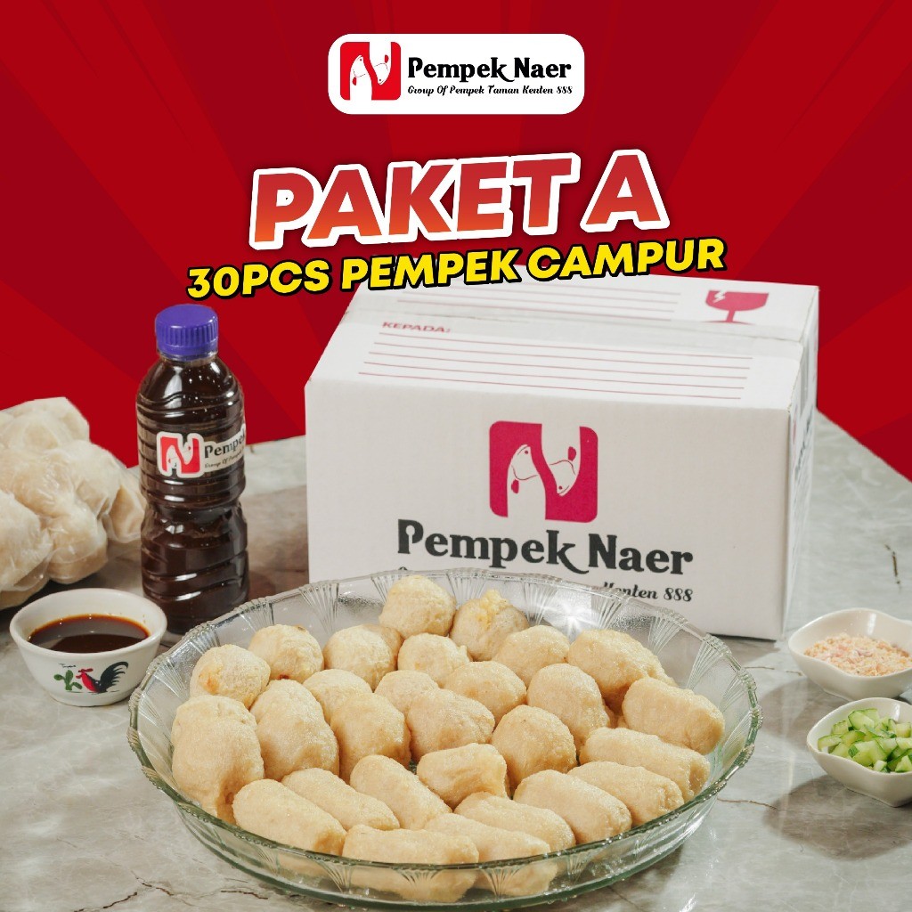 

Paket pempek palembang isi 30 pcs pempek campur asli ikan tenggiri (pempek mix/ empek empek asli palembang ) - Paket A