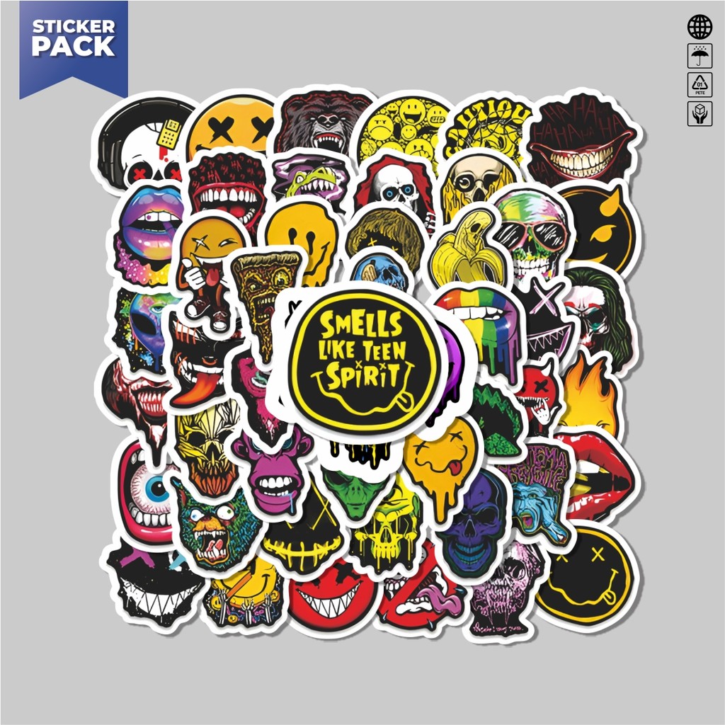 

[100PCS]Stiker Pack Stiker Hiphop Friend Horror Face [Wajah Horor Teman Hiphop] Aesthetic Vinyl Anti Air Dekorasi Sticker Laptop Buku Journal Koper Helm Casing HP Gitar Helm Skateboard