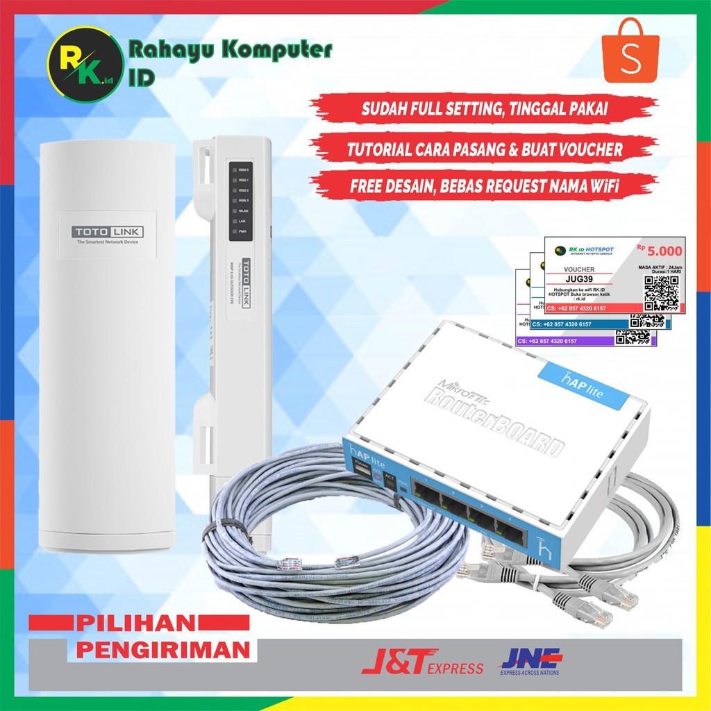 Mikrotik Rb941 + Totolink Cp300 - Paket Usaha Wifi Hotspot Voucher + Billing Siap Pakai