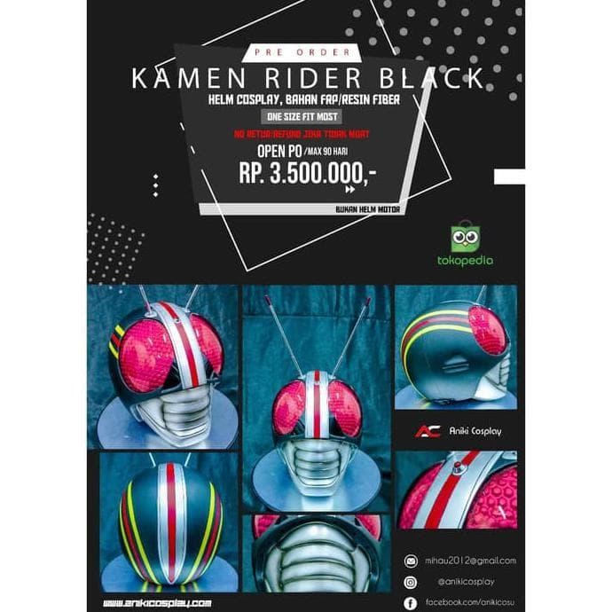 Helm Resin Aniki Cosplay Kamen Rider Black