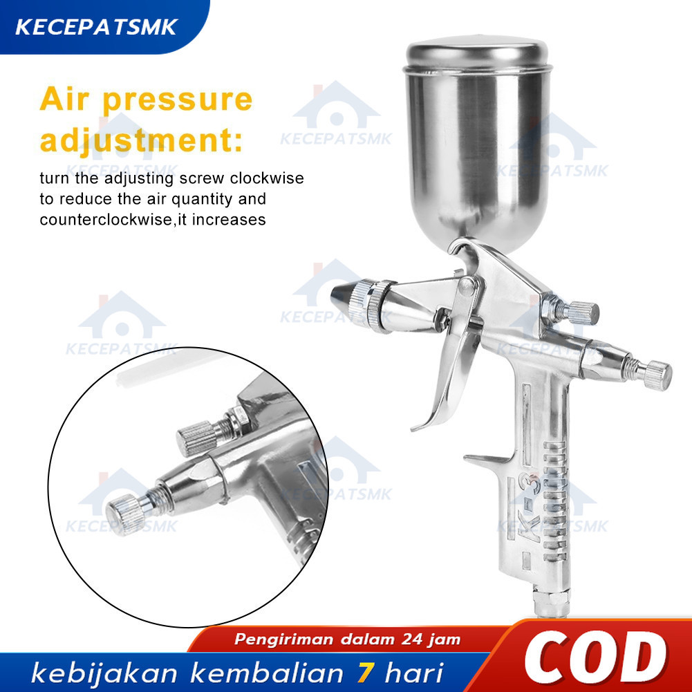 K3 Spray Gun Spet Cat Angin Mesin Kompresor F75 Tabung Atas 400ml Alat Spet Semprot Cat Tabung Atas