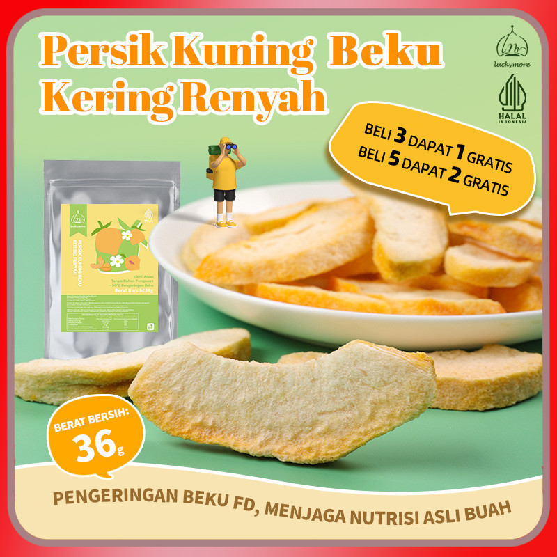 

[Luckymore] HALAL Persik Kuning Beku Kering Renyah 36gr, Keripik Buah, Cemilan Sehat, Buah Peach, Crispy Peach, Keripik Persik, Buah Kering, Yellow Peach