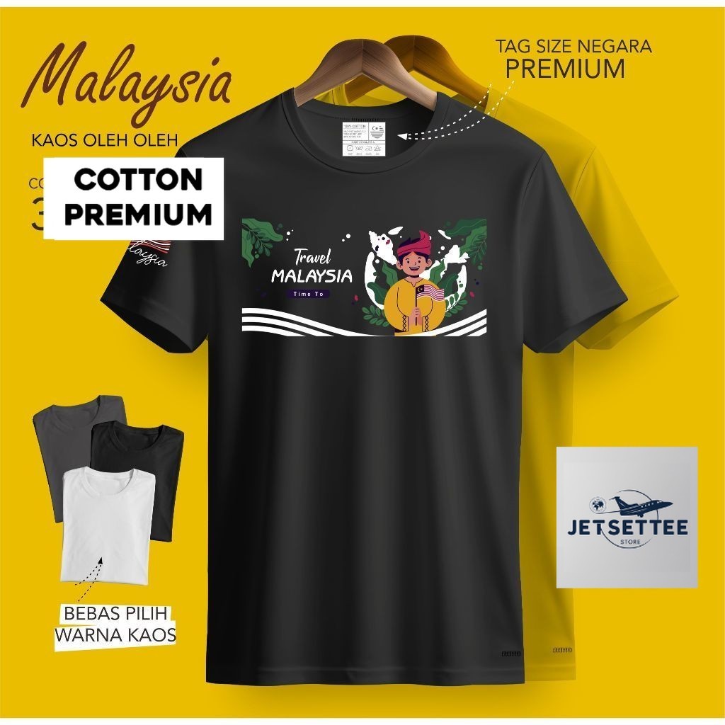 Kaos Oleh Oleh  MALAYSIA KUALA LUMPUR PENANG LANGKAWI T-Shirt Cotton Combed - SOUVENIR PREMIUM GIFT 