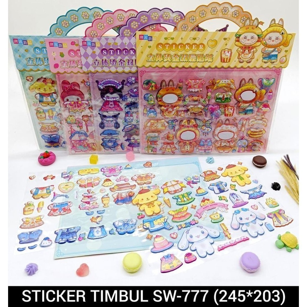 

*KA* STIKER TIMBUL SW-777 / MAINAN ANAK / STIKER KARAKTER ANAK / STIKER LABUBU/ Sticker Timbul SW-777 (245*203) NEW