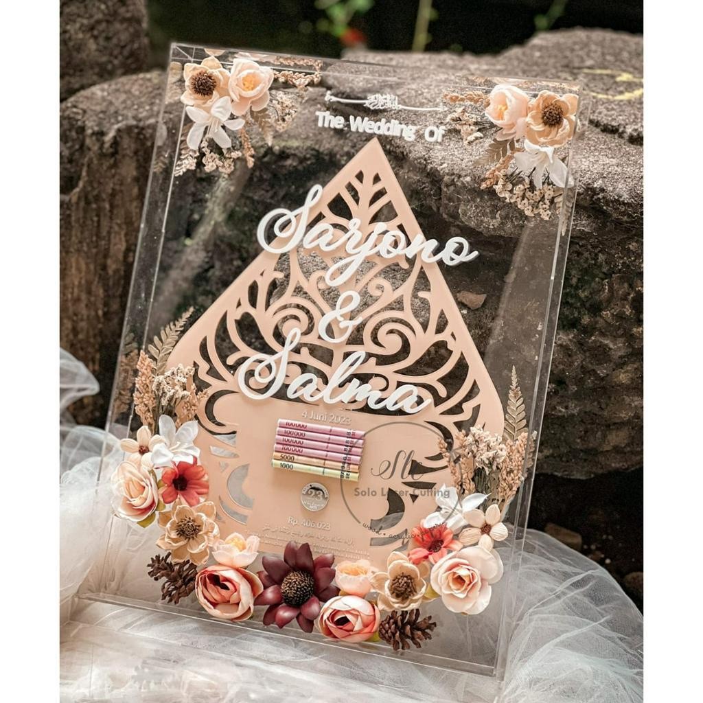 BOTANIQUE GUNUNGAN SERIES 25X35cm Mahar Pernikahan  GIFT ANNIVERSARY BIRTHDAY PIGURA ACRYLIC Mahar R