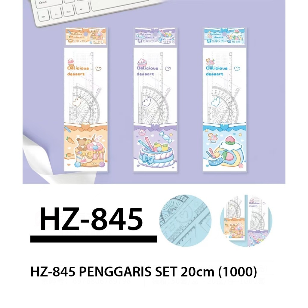 

RGT - Penggaris Set Plastik Isi 4 pcs / Garisan Busur Siku Siku Segitiga / Ruler Set 4 in 1 / Penggaris 20cm Karakter / Penggaris fancy Anak Murah