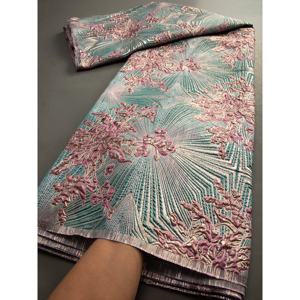 

Hot Sale African Brocade Lace Fabrics High Quality 2024 Nigerian Jacquard Lace Fabric Sewing For Evening Prom Women Dresses 3466