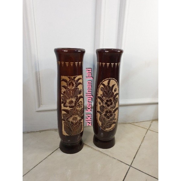 Vas Leher Besar ( SN ) Kayu Jati Natural Cukit