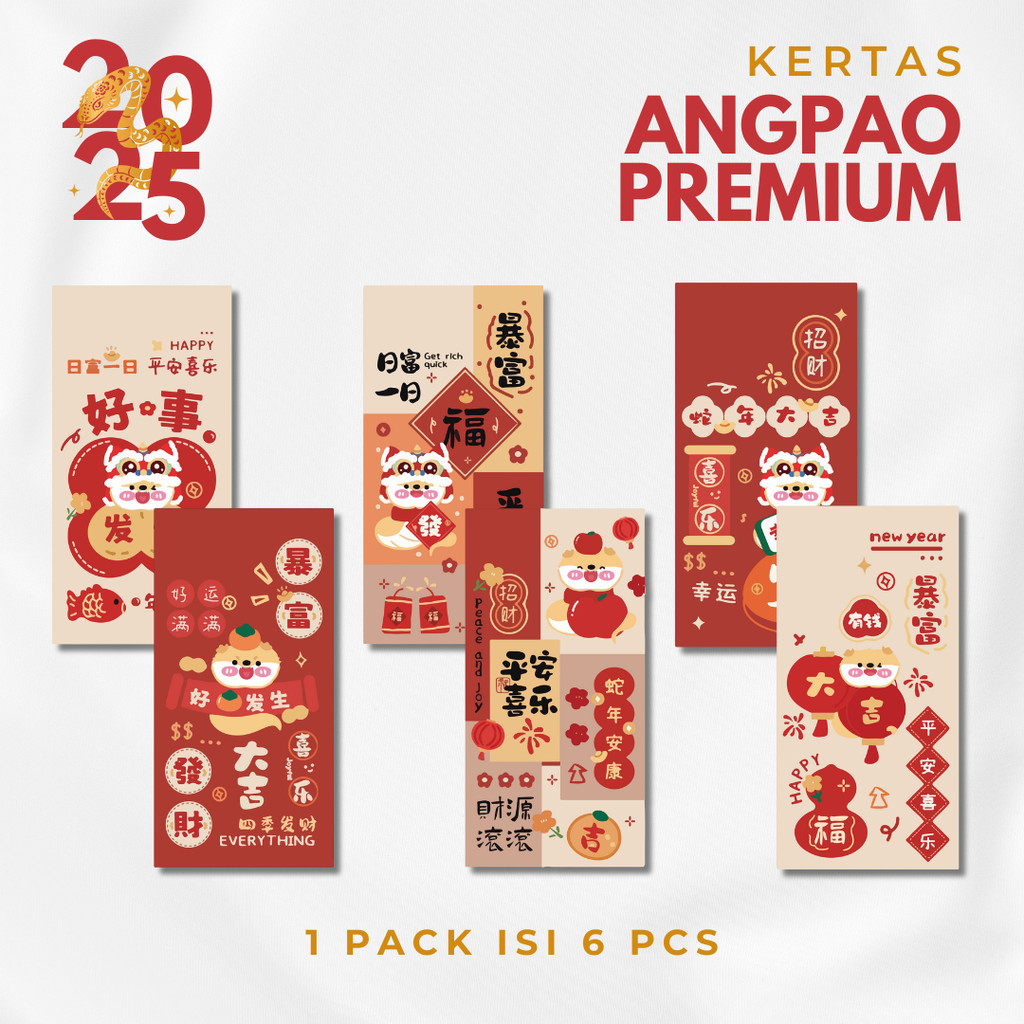 

Kertas Angpao Premium isi 6 pcs - Edisi Imlek 2025 ( A - C )