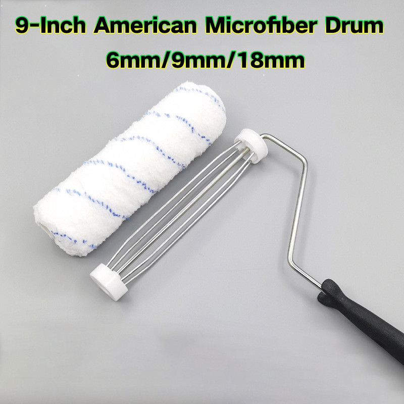 9inch Paint Roller Brush Kit for Wall Decoration Microfiber fabric Nap 6mm/9mm/18mm US Roller Cover 