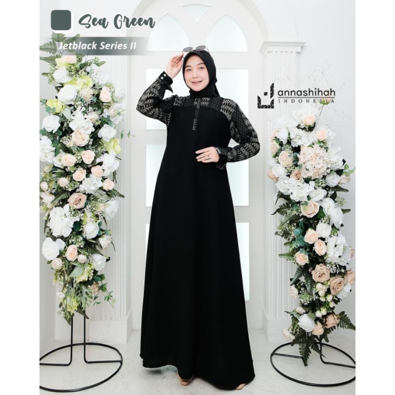 yb77bj ABAYA JETBLACK HITAM ANNASIHAH BLACK SERIES ABSTRAK/GAMIS POLOS BLACK SERIES WANITA TERBARU/G