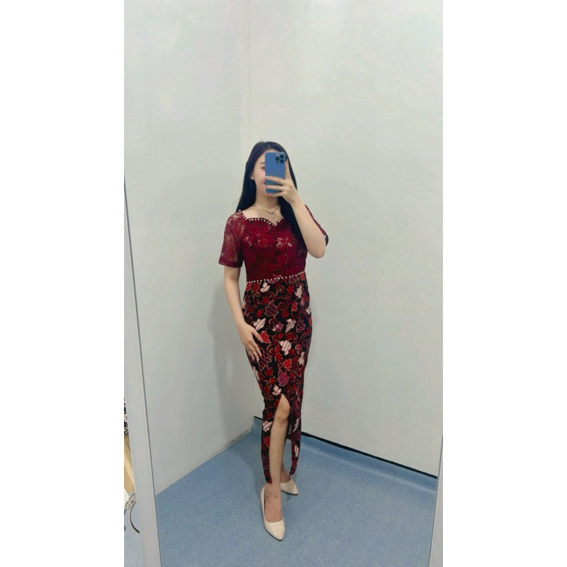 KCN96 Dress Batik ivana /Dress kebaya wanita /Dress wisuda / Dress natal